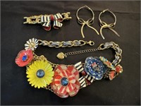 Betsey Johnson Necklace, Earrings, & Bracelet