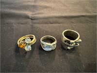 Three Sterling Silver Rings