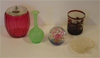 Five various antique & vintage glass wares