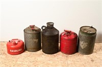 B-A BULK OIL CAN & 4 GAS CANS