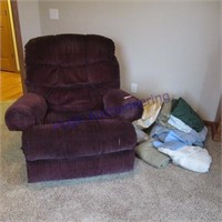 Reclining chair - purple color, bedding