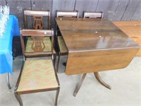 DROP LEAF TABLE WITH 4 CHAIRS - SEATS UPHOLSTERED