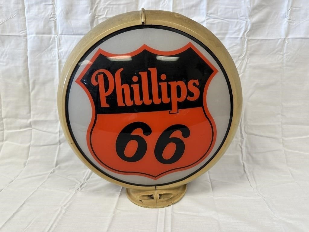 Phillips 66 Glass Gas Pump Globe w/ Surround