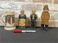BOX LOT: 3 WOOD CARVED FIGURINES AND