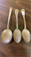 Three marked sterling silver spoons, 3 ounces