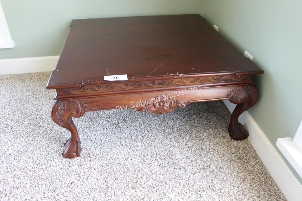 38” square solid wood coffee table