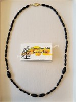 (K) Black Coral Necklace w/ 14k Gold Clasp