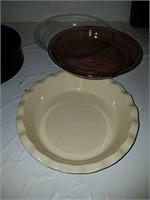 3 piece pie plates ceramic, Pyrex