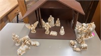 NATIVITY SCENE - LIGHTED WITH CERAMICS CHARACTERS