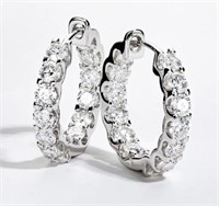 925S 2.6ct Moissanite Diamond Hoop Earrings