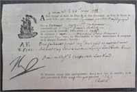 Napoleon Bonaparte Signed Ships Document, 1799