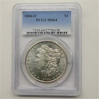 1884 O MORGAN SILVER DOLLAR PCGS MS64