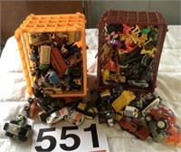 Toy cars and misc toys - 2 small crates