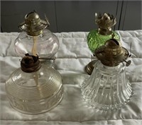 Vintage oil lamps - glass - no globes