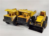 3) TONKA PRESSED STEEL DUMP TRUCKS & DOZER