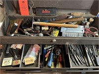 Assorted Tools in Box and Shelf
