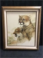 Oil on Canvas "Cougar Pair" By M. Clancy