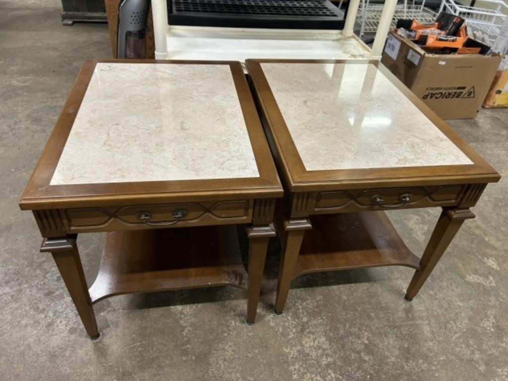 MARBLE TOP END TABLES