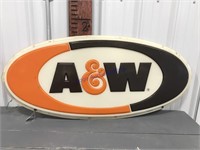 A & W plastic sign, 45.5" by 19"