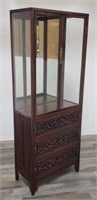 Vintage Chinese carved wood 3-drawer