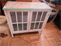 Two-glass door cabinet with painted top