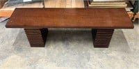 Stacked Slat Leg Wooden Bench 60" x 18"