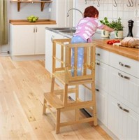 COSYLAND Baby Step Up Kitchen Stand  Bamboo