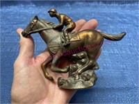 Vtg Saratoga Springs metal racing horse figurine