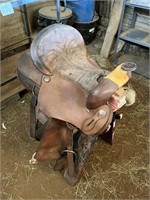 Leather Horse Saddle w/ Stand (Reserve Listing)