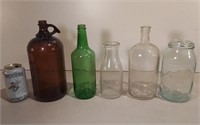 Vintage Bottles Incl. Crown Preserve Jar