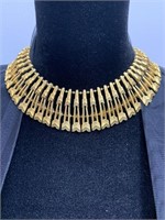 VTG Cleopatra Collar Statement Necklace Gold Tone