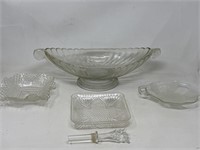 Vintage clear glass centerpiece, bowl and