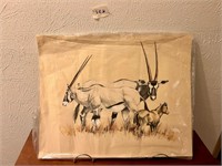 Original Signed Gazelle Drawing