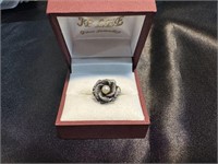 Pearl Inlaid Sterling Silver Rose Ring. Size 4.5