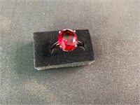 NEW 5CT Ruby & Sterling Silver Ring – Size 8