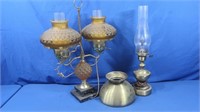 Glass & Metal Double Lamp, Electric Oil Lamp