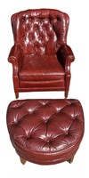 Antique Leather Chesterfield Leather Chair Ottoman