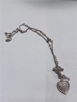 Heart Pendant and Necklace Marked 925 Diamond