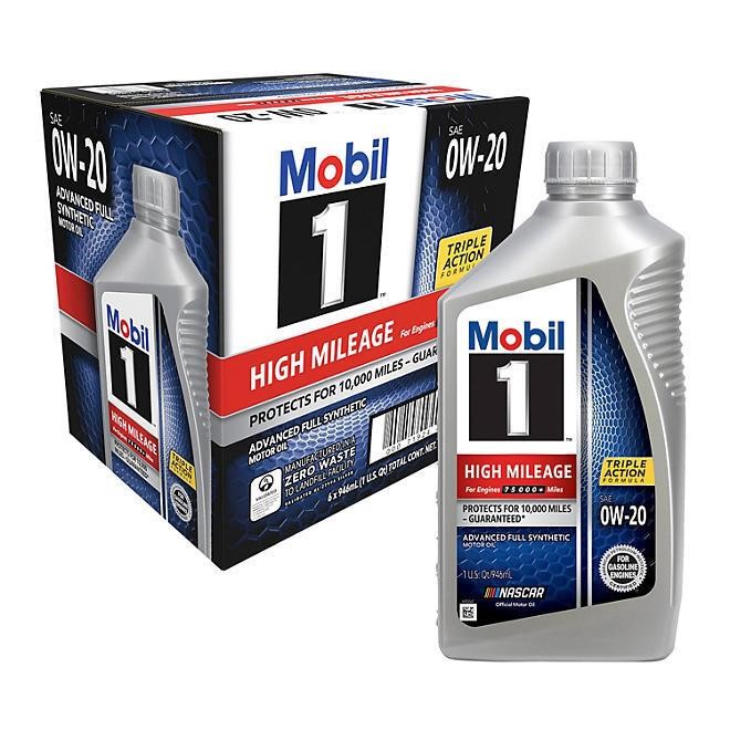 $129  Mobil 1 High Mileage Synthetic Oil 0W-20 6x1
