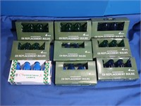8 packs of 4 Blue & Green C9 Bulbs