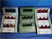 9 packs of 4 Blue, Green & Red C9 Bulbs