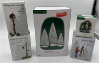 5 pcs Dept 56 Accessories,Trees,Bird Feeder