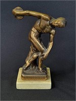 Vintage metal Greek Discobolus statue