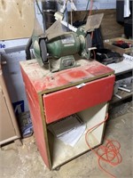 8 INCH BENCH GRINDER AND CABINET