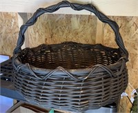 22” Oval Wicker Basket Matte Black