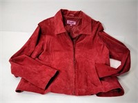 Excelled Red Leather Zip Up Jacket - XL