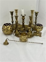 Set Of Vintage Brass Candle Holders