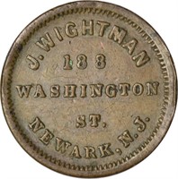 1863 MERCHANT TOKEN - J WIGHTMAN, NEWARK