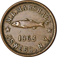 1863 MERCHANT TOKEN - M.L. MARSHALL, COIN DEALER