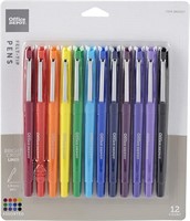 Pens, Felt-Tip, Assorted Barrel Colors, Pack Of 12